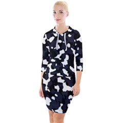 Camouflage Bleu Quarter Sleeve Hood Bodycon Dress by kcreatif