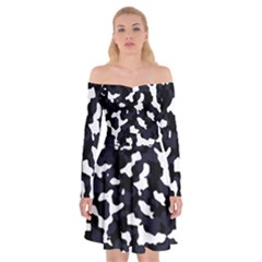 Camouflage Bleu Off Shoulder Skater Dress by kcreatif