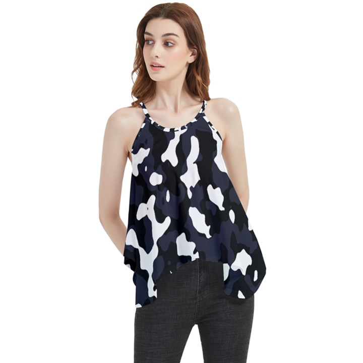 Camouflage bleu Flowy Camisole Tank Top