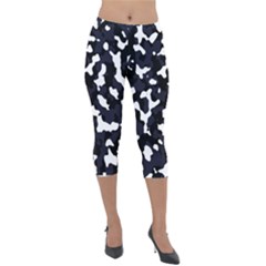 Camouflage Bleu Lightweight Velour Capri Leggings  by kcreatif