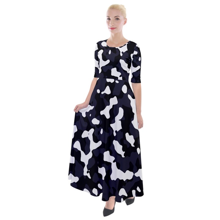 Camouflage bleu Half Sleeves Maxi Dress