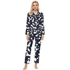 Camouflage Bleu Womens  Long Sleeve Pocket Pajamas Set