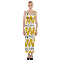 Juicy Yellow Pear Fitted Maxi Dress by SychEva