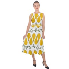 Juicy Yellow Pear Midi Tie-back Chiffon Dress by SychEva