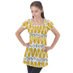 Juicy Yellow Pear Puff Sleeve Tunic Top by SychEva