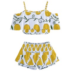 Juicy Yellow Pear Kids  Off Shoulder Skirt Bikini by SychEva