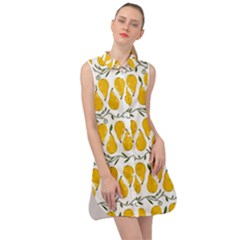 Juicy Yellow Pear Sleeveless Shirt Dress by SychEva