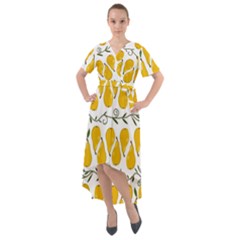 Juicy Yellow Pear Front Wrap High Low Dress by SychEva