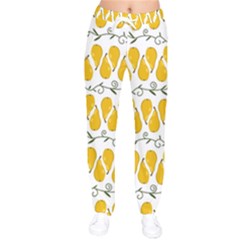 Juicy Yellow Pear Women Velvet Drawstring Pants by SychEva