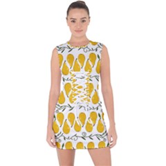 Juicy Yellow Pear Lace Up Front Bodycon Dress by SychEva