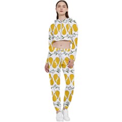 Juicy Yellow Pear Cropped Zip Up Lounge Set by SychEva