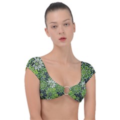 Green Floral Bohemian Vintage Cap Sleeve Ring Bikini Top by BohoMe