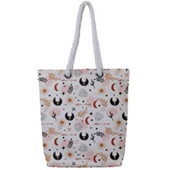 Hand Drawn Boho Hipster Full Print Rope Handle Tote (small) by BohoMe