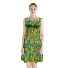 Love To The Flowers And Colors In A Beautiful Habitat Sleeveless Waist Tie Chiffon Dress by pepitasart