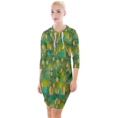 Love To The Flowers And Colors In A Beautiful Habitat Quarter Sleeve Hood Bodycon Dress by pepitasart