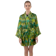 Love To The Flowers And Colors In A Beautiful Habitat Long Sleeve Satin Kimono by pepitasart