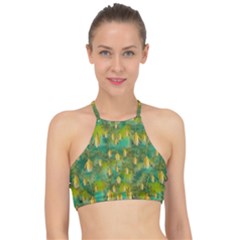 Love To The Flowers And Colors In A Beautiful Habitat Racer Front Bikini Top by pepitasart