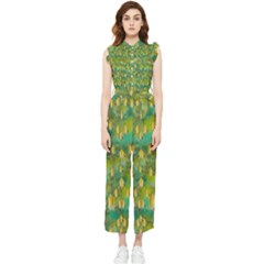 Love To The Flowers And Colors In A Beautiful Habitat Women s Frill Top Jumpsuit