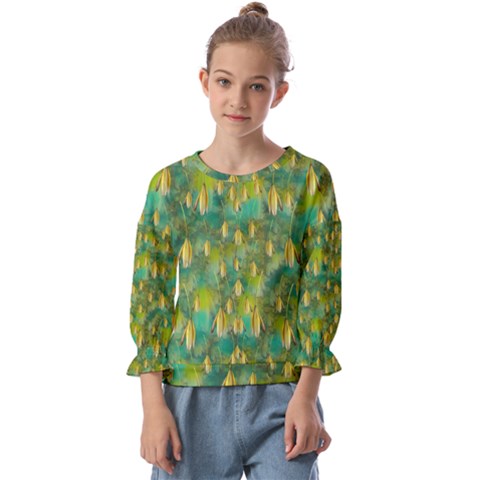 Love To The Flowers And Colors In A Beautiful Habitat Kids  Cuff Sleeve Top by pepitasart