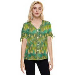 Love To The Flowers And Colors In A Beautiful Habitat Bow Sleeve Button Up Top by pepitasart