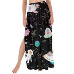 Funny Astronauts, Rockets And Rainbow Space Maxi Chiffon Tie-up Sarong by SychEva