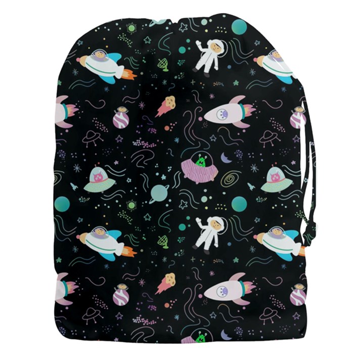 Funny Astronauts, Rockets And Rainbow Space Drawstring Pouch (3XL)