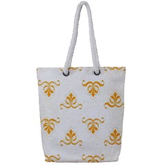 White With Orange Fdl Full Print Rope Handle Tote (small) by SomethingForEveryone