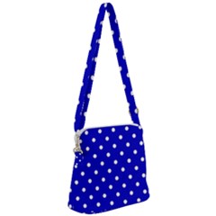 1950 Blue White Dots Zipper Messenger Bag by SomethingForEveryone