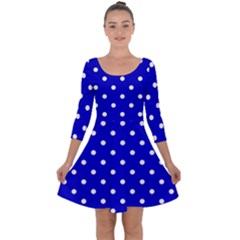 1950 Blue White Dots Quarter Sleeve Skater Dress by SomethingForEveryone