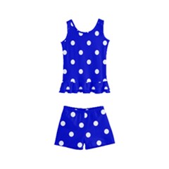 1950 Blue White Dots Kids  Boyleg Swimsuit by SomethingForEveryone