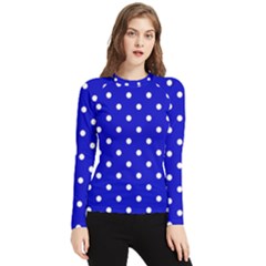 1950 Blue White Dots Women s Long Sleeve Rash Guard by SomethingForEveryone