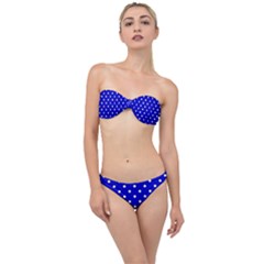 1950 Blue White Dots Classic Bandeau Bikini Set by SomethingForEveryone