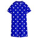 1950 Blue White Dots Kids  Boyleg Half Suit Swimwear View1