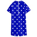 1950 Blue White Dots Kids  Boyleg Half Suit Swimwear View2