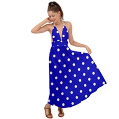 1950 Blue White Dots Backless Maxi Beach Dress by SomethingForEveryone