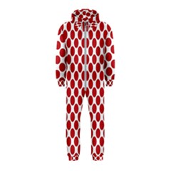 White W Red Dots Hooded Jumpsuit (kids) by SomethingForEveryone