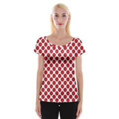 White W Red Dots Cap Sleeve Top by SomethingForEveryone