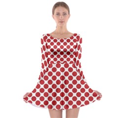 White W Red Dots Long Sleeve Skater Dress by SomethingForEveryone