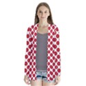 White W Red Dots Drape Collar Cardigan View1