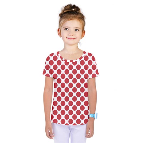 White W Red Dots Kids  One Piece Tee by SomethingForEveryone