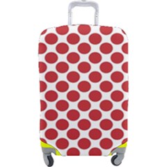 White W Red Dots Luggage Cover (large) by SomethingForEveryone