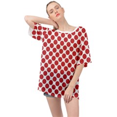 White W Red Dots Oversized Chiffon Top by SomethingForEveryone