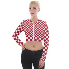 White W Red Dots Long Sleeve Cropped Velvet Jacket