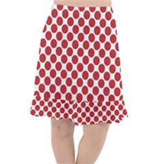 White W Red Dots Fishtail Chiffon Skirt by SomethingForEveryone