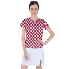 White W Red Dots Women s Sports Top by SomethingForEveryone