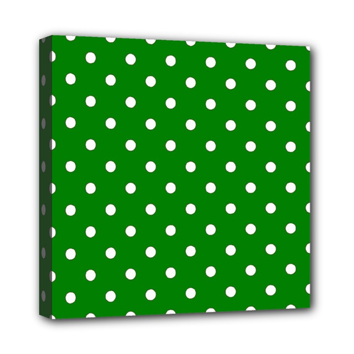 1950 Green White Dots Mini Canvas 8  x 8  (Stretched)