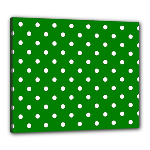 1950 Green White Dots Canvas 24  X 20  (stretched) by SomethingForEveryone