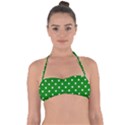 1950 Green White Dots Halter Bandeau Bikini Top View1