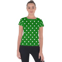 1950 Green White Dots Short Sleeve Sports Top  by SomethingForEveryone