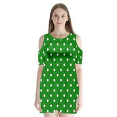 1950 Green White Dots Shoulder Cutout Velvet One Piece by SomethingForEveryone